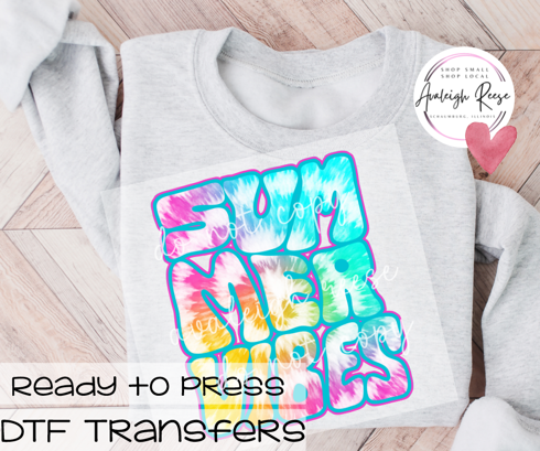 Summer Vibes Tie Dye DTF Transfer
