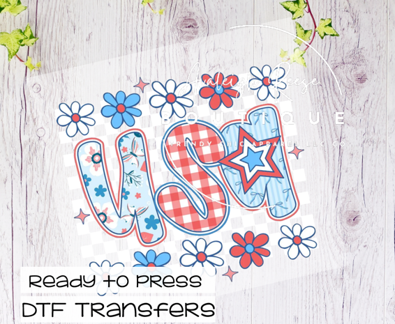 USA Checkered  DTF Transfer