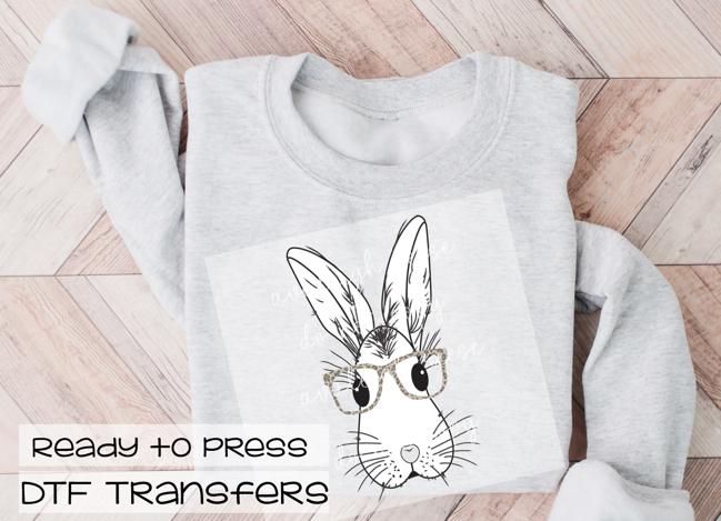 Bunny with Leopard Glasses DTF Transfer