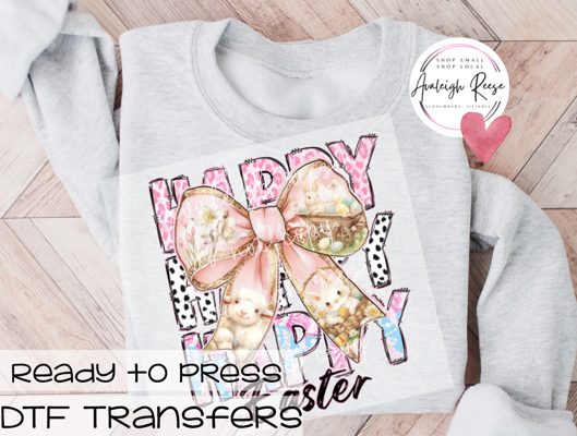 Happy Easter Stacked with Bow DTF Transfer