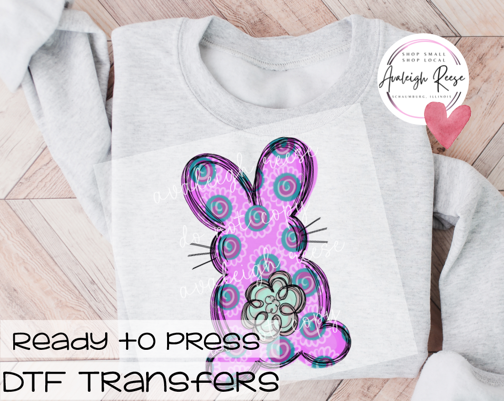 Purple Swirl Bunny DTF Transfer