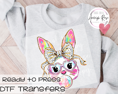 Colorful Bunny Bubble DTF Transfer
