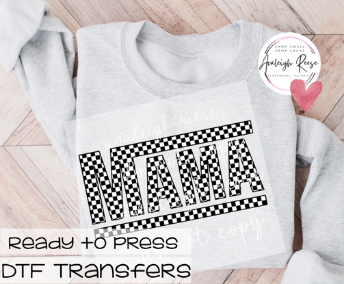 Mama Black Checkered DTF Transfer