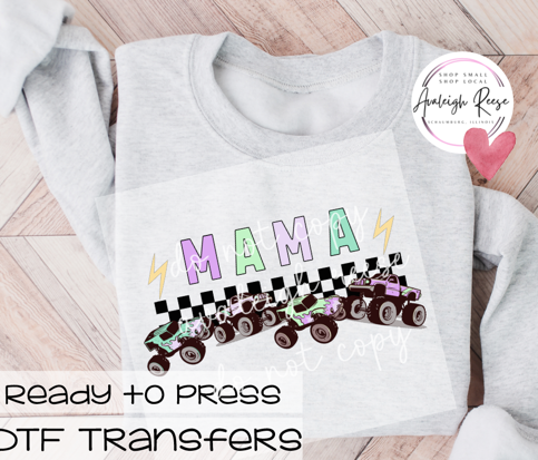 Mama Monster Trucks DTF Transfer