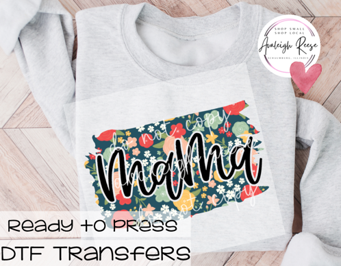 Mama Navy/Floral DTF Transfer