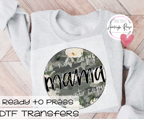 Mama Camo/Floral Circle DTF Transfer