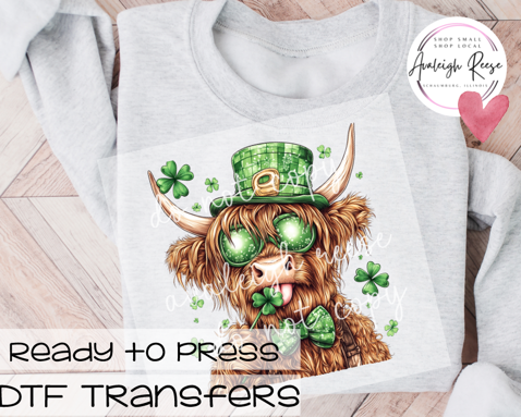 Cow with Shamrock Eyes DTF Transfer