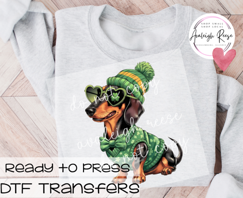 Shamrock Dachshund DTF Transfer