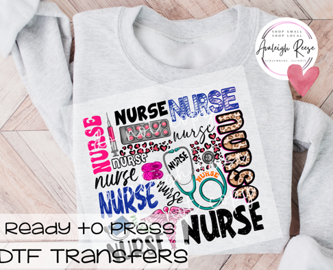 Nurse Words Collage DTF Transfer