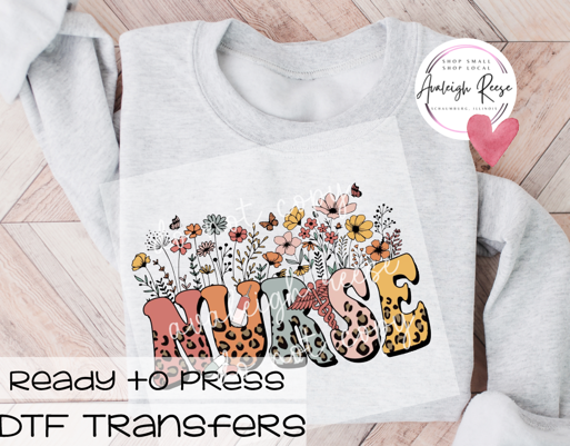 Nurse Leopard/Floral DTF Transfer