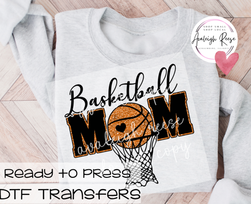 Faux Sparkle Basketball Mom DTF Transfer