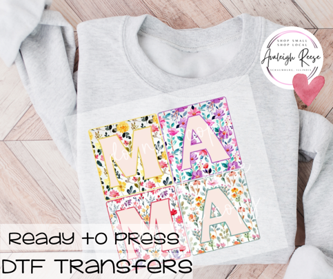 Mama Floral Squares DTF Transfer
