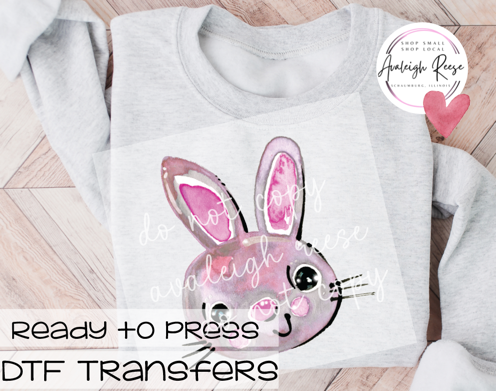 Watercolor Bunny Pink  DTF Transfer