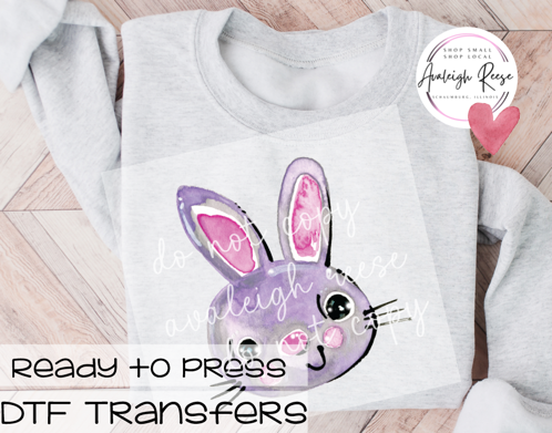 Watercolor Bunny Purple  DTF Transfer