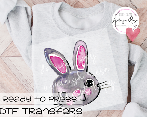 Watercolor Bunny Grey  DTF Transfer