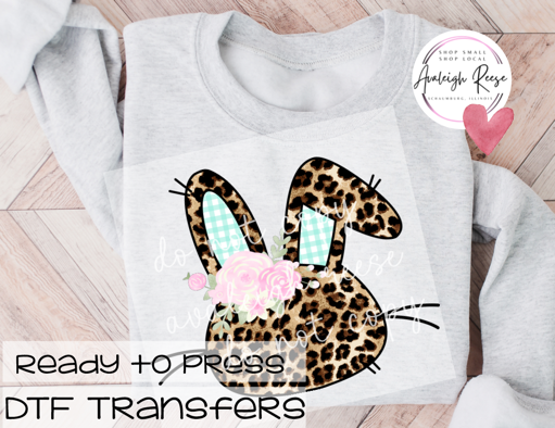 Leopard Floral Bunny  DTF Transfer