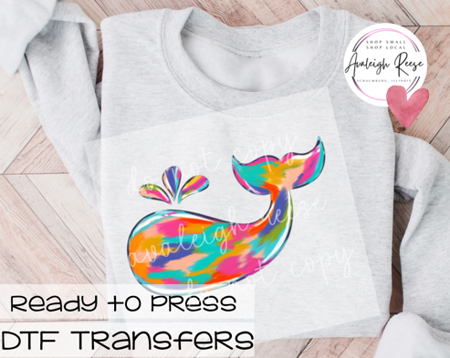 Brushstroke Whale DTF Transfer