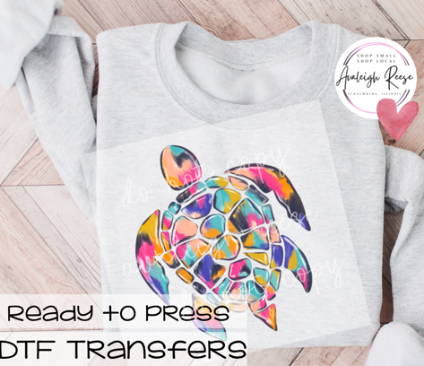 Brushstroke Turtle DTF Transfer