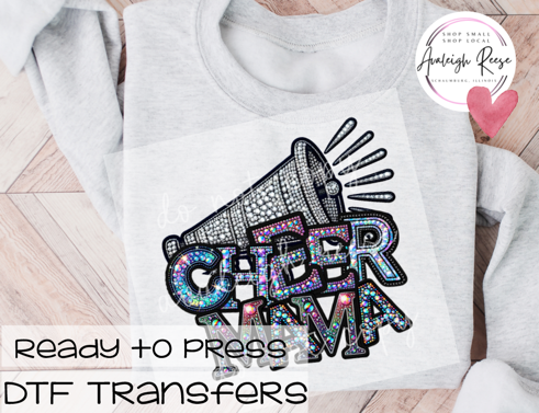 Faux Sparkle Cheer Mama DTF Transfer