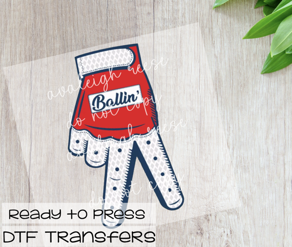 Ballin Batting Glove DTF Transfer