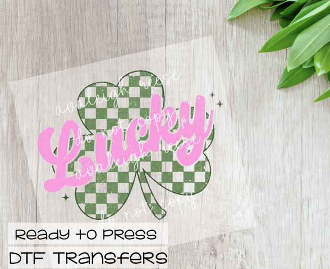 Lucky Checkered Shamrock DTF Transfer
