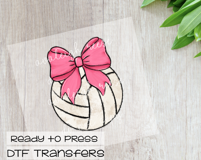 Volleyball Pink Bow DTF Transfer