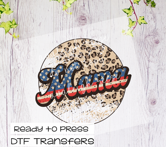 Leopard Mama Patriotic  DTF Transfer