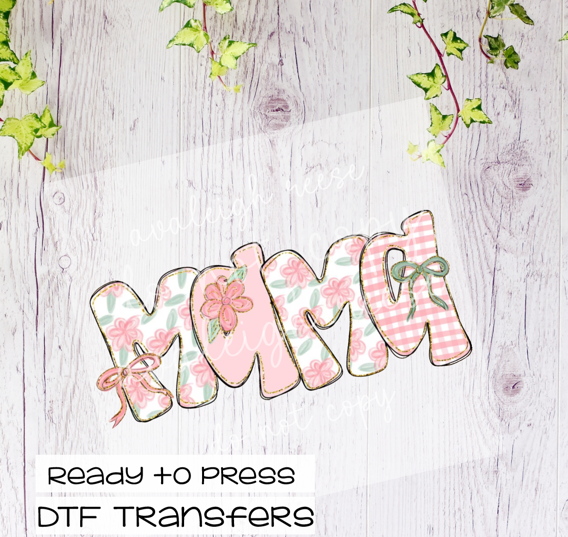 Pink Floral Mama  DTF Transfer