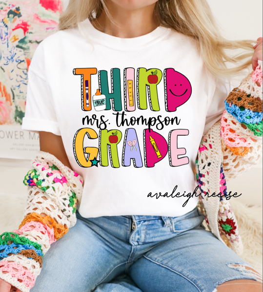 Third Grade Teacher Shirt For Women - Back To School 3rd Grade Tee With First Day Design