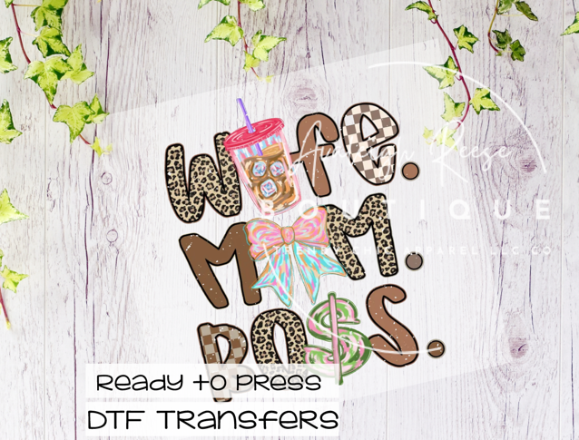 Wife Mom Bos DTF Transfer