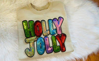 Holly Jolly sequins Patch Sweatshirts or T-Shirts