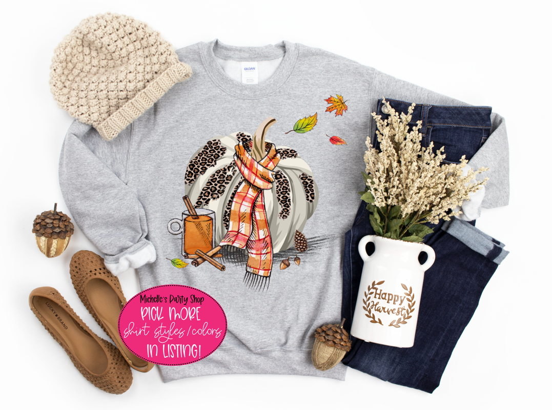 Fall Leopard Pumpkin Sweatshirts & T-Shirts