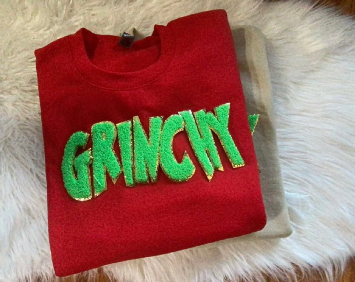 Grinchy Chenille Patch Sweatshirts or T-Shirts