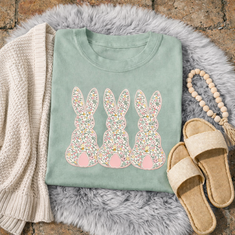 Floral Bunny Trio T-Shirts & Sweatshirts