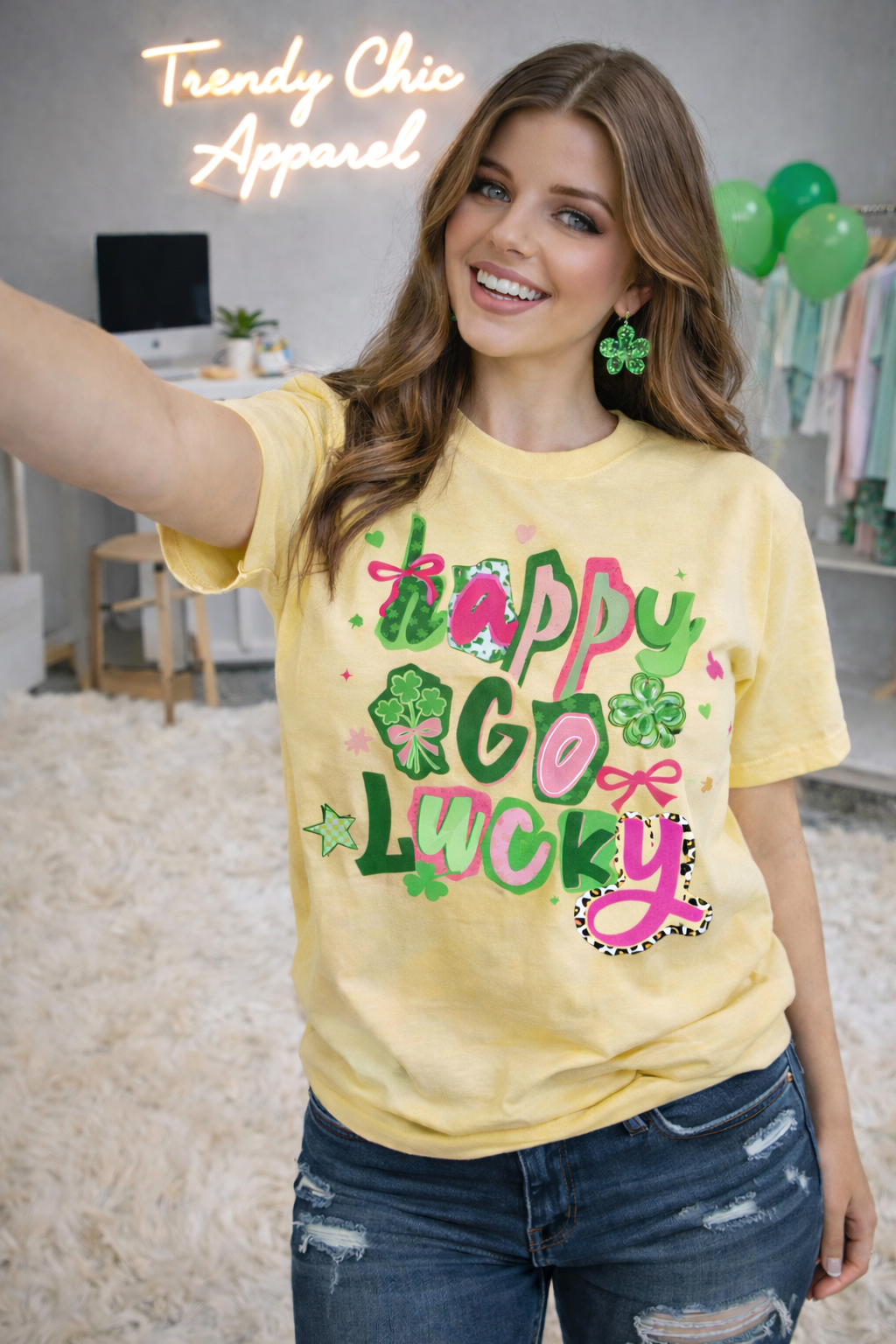 Happy Go Lucky Sweatshirt or Tee