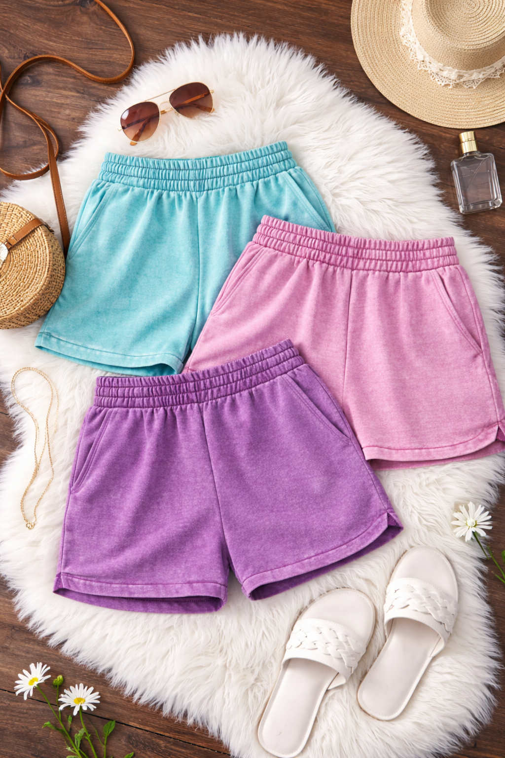 Zenana Acid Wash Shorts