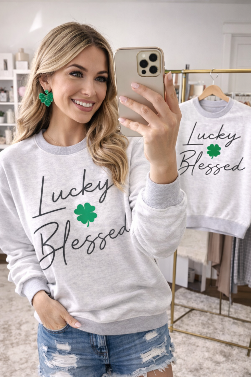 Lucky + Blessed Inverted Sweatshirt