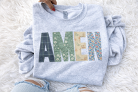Faux Embroidered Patchwork Amen Sweatshirts & T-Shirts