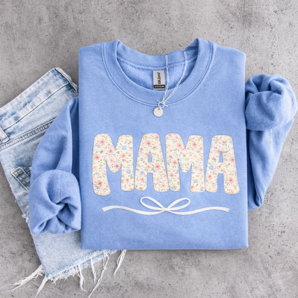 Floral Mama with Bow Sweatshirts & T-Shirts