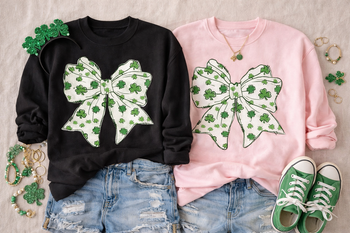Shamrock Bow Sweatshirt or Tee
