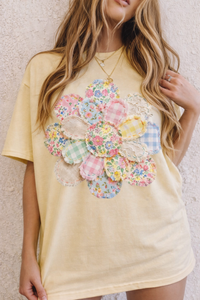Faux Patchwork Flower Sweatshirts & T-Shirts