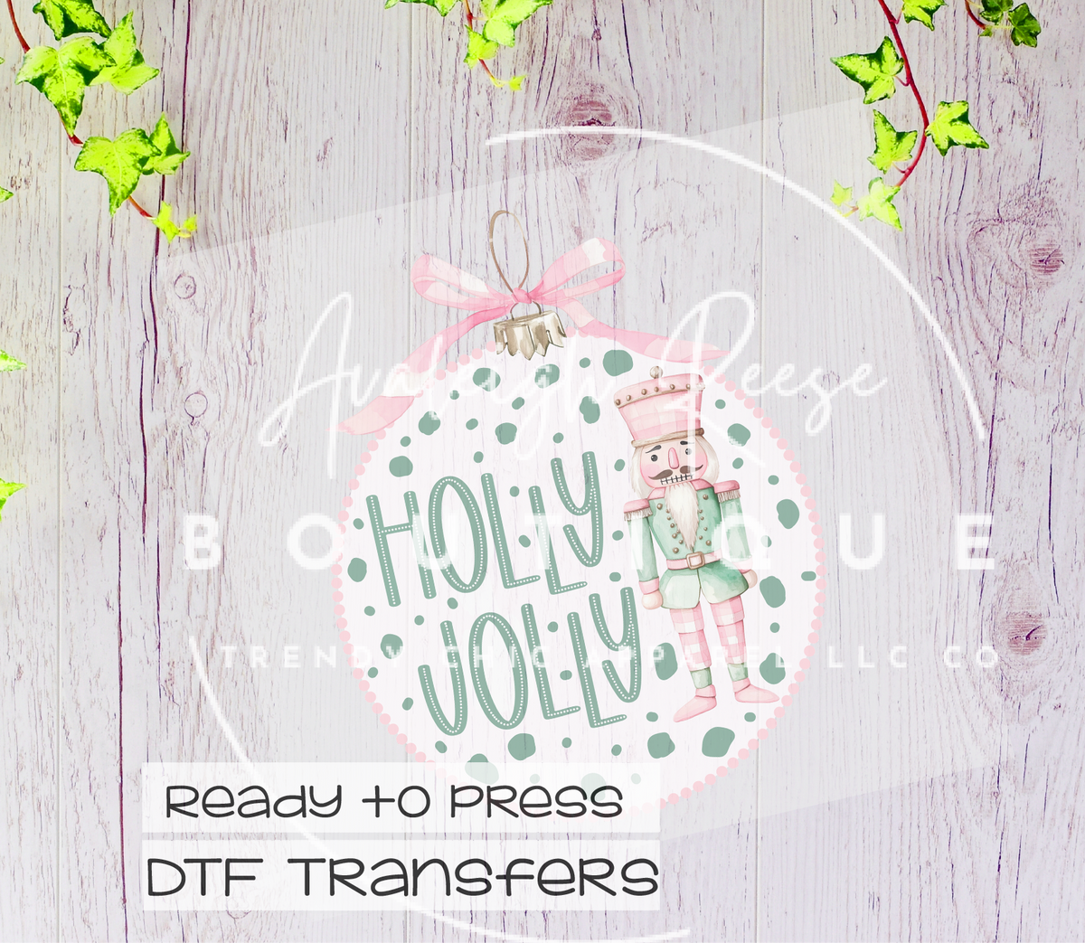 Holly Jolly Ornament DTF Transfer