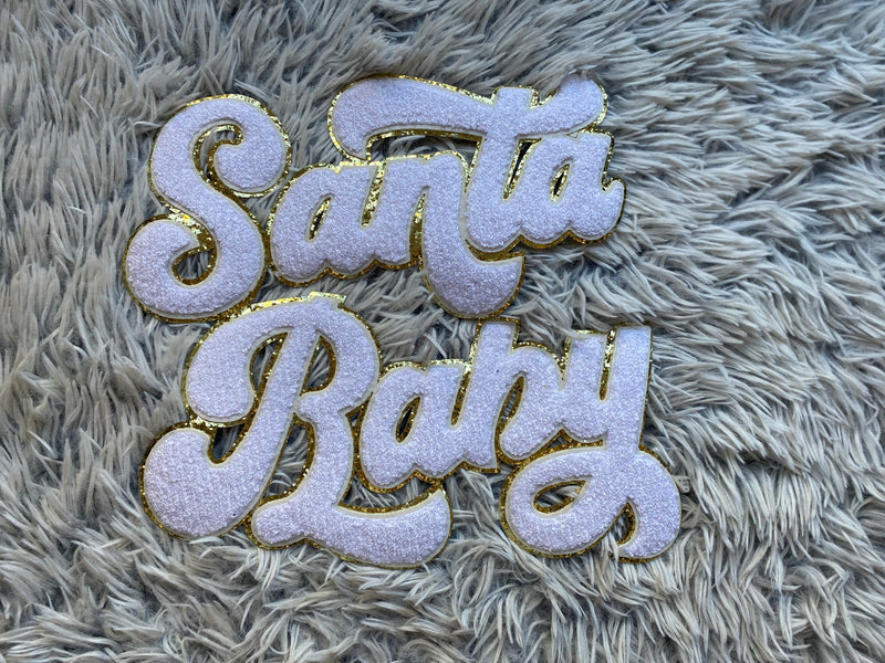 READY TO SHIP Santa Baby Chenille Patch Iron On Patch  Christmas Shirt Patch