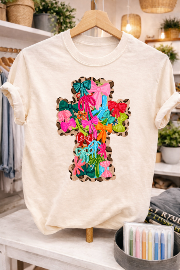 Bow Leopard Cross T-Shirts & Sweatshirts