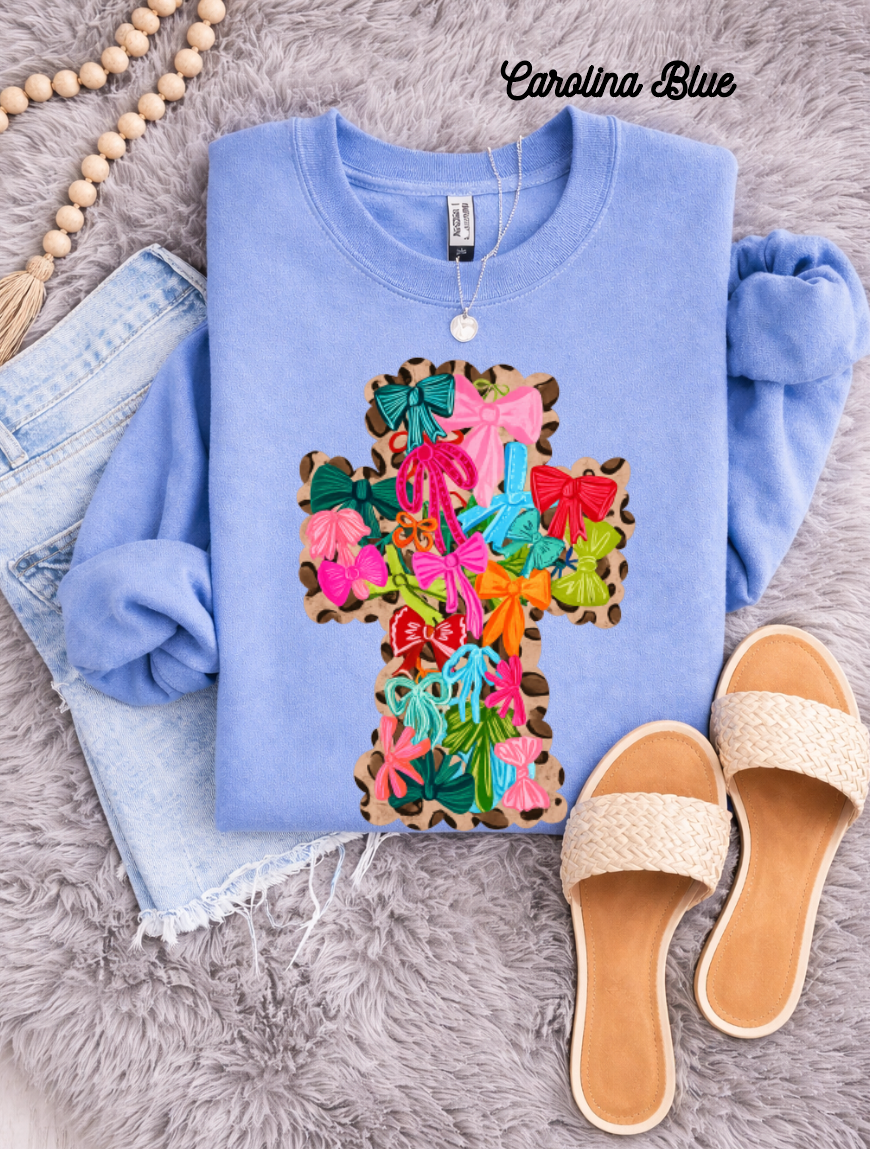 Bow Leopard Cross T-Shirts & Sweatshirts