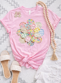 Faux Patchwork Flower Sweatshirts & T-Shirts