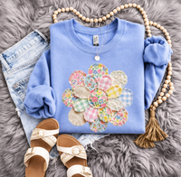 Faux Patchwork Flower Sweatshirts & T-Shirts