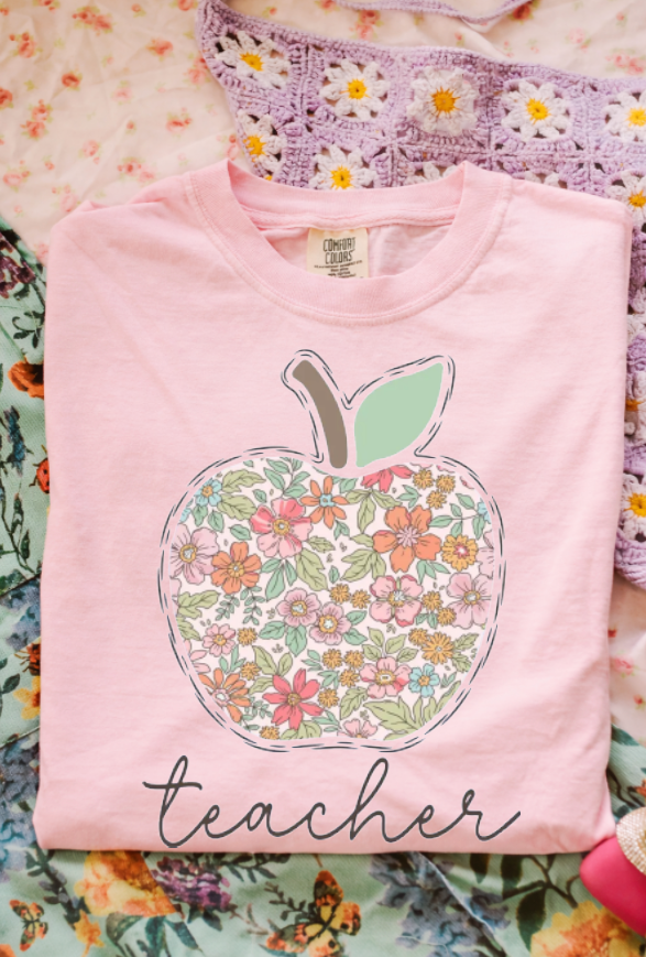 Floral Apple Teacher Sweatshirts & T-Shirts