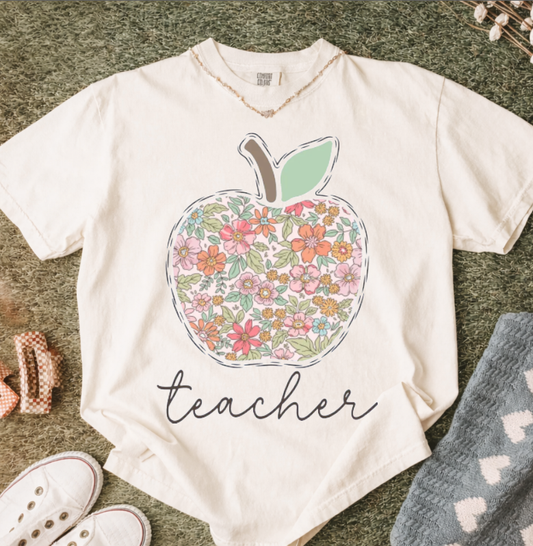 Floral Apple Teacher Sweatshirts & T-Shirts