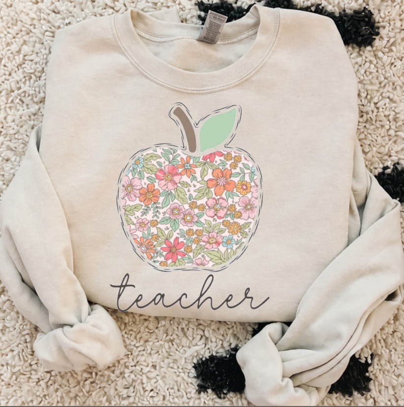 Floral Apple Teacher Sweatshirts & T-Shirts